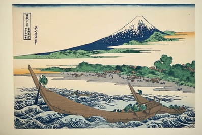 Eleven Japanese woodblocks, incl. works by Hokusai, 19/20th C.