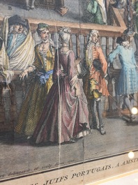 Bernard Picart, "Inwijding van de Portugese synagoge te Amsterdam", handingekleurde kopergravure, 1724-1737