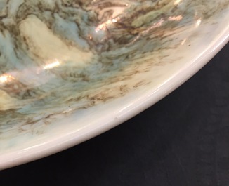 A Chinese qianjiang cai landscape dish, 19/20th C.