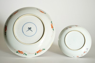 A Chinese famille verte dish and a doucai plate, Kangxi, and a ginger jar, 19th C.