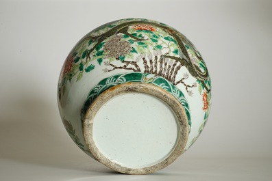 A large Chinese famille verte hu-shaped "Dragon" vase, 19th C.