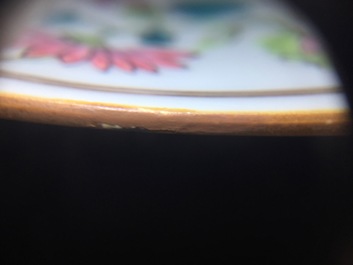 A fine painted Chinese famille rose plate with a lady and a goat, Yongzheng