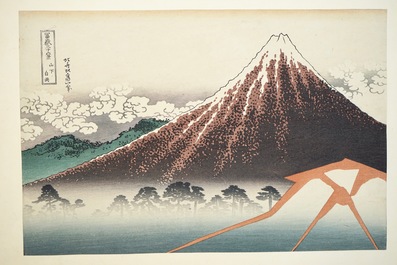 Eleven Japanese woodblocks, incl. works by Hokusai, 19/20th C.