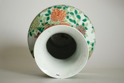 A large Chinese famille verte hu-shaped "Dragon" vase, 19th C.