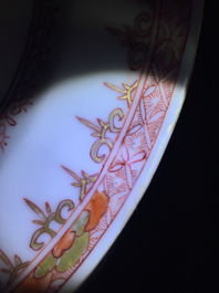 A polychrome Chinese "South Sea bubble" plate with a harlequin, Kangxi/Yongzheng
