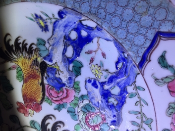 A pair of Chinese famille rose cockerel plates, Yongzheng