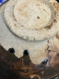 A Chinese Jian black and brown splashed bowl, Song