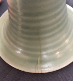 A Chinese Longquan celadon "peony" vase, late Song or Ming