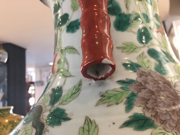 A large Chinese famille verte hu-shaped "Dragon" vase, 19th C.