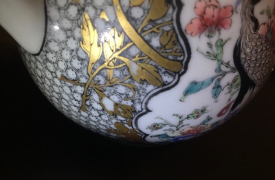 A fine Chinese famille rose and grisaille teapot and cover with a pheasant, Yongzheng