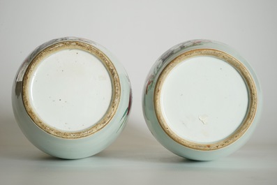 A pair of Chinese famille rose "nine peaches" vases, 19th C.