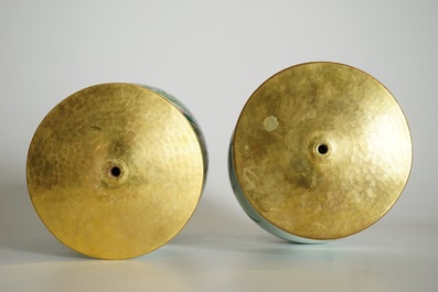 A pair of Chinese famille rose "nine peaches" vases, 19th C.