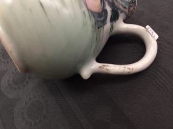 A fine Chinese famille rose milk jug and a cup and saucer, Yongzheng/Qianlong