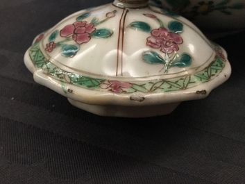 Two Chinese famille rose teapots and covers, Yongzheng/Qianlong