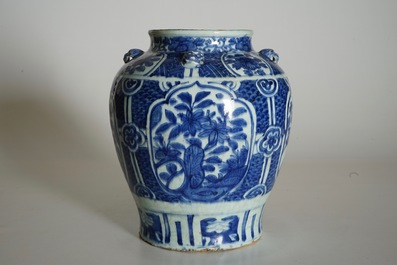 A large Chinese blue and white jar, Ming, Wanli