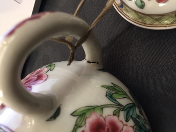 Two Chinese famille rose teapots and covers, Yongzheng/Qianlong