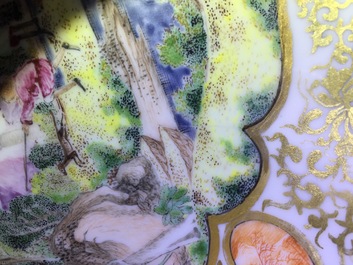 A Chinese Imari Cornelis Pronk: &ldquo;Dames au Parasol" plate and a Meissen-style plate with a hunting scene, Qianlong