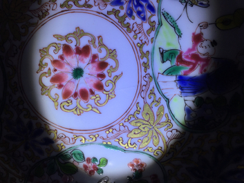 A fine Chinese famille rose eggshell porcelain plate, Yongzheng
