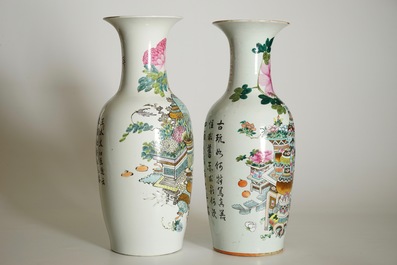 Two Chinese vases with qianjiang cai design of precious objects, 19/20th C.