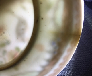 A Chinese famille rose cup and saucer with two egrets, Yongzheng
