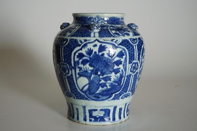 A large Chinese blue and white jar, Ming, Wanli