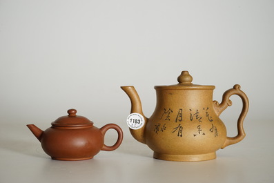 Two Chinese Yixing teapots and covers, 19th C.
