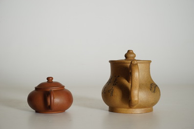 Two Chinese Yixing teapots and covers, 19th C.