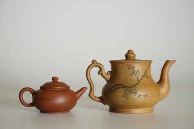 Two Chinese Yixing teapots and covers, 19th C.