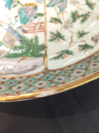 Three large Chinese Canton famille verte dishes, 19th C.