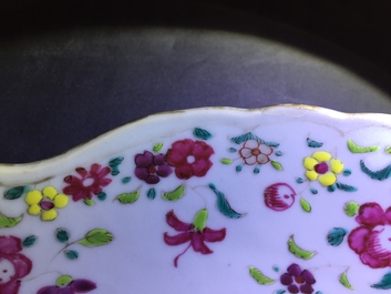 A Chinese famille rose &ldquo;tobacco leaf&rdquo; dish, Qianlong