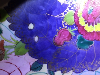 A Chinese famille rose &ldquo;tobacco leaf&rdquo; dish, Qianlong
