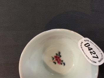 A Chinese famille rose faux-bois cup and saucer, Qianlong