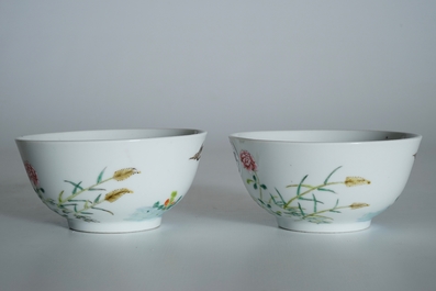 A pair of Chinese famille rose bowls, Guangxu mark, 20th C.