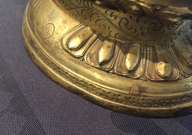 Un mod&egrave;le de Bouddha en bronze dor&eacute;, Chine, 18/19&egrave;me