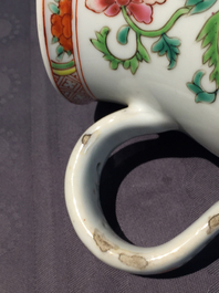 Two Chinese famille rose export porcelain beer mugs, Qianlong