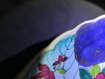 A Chinese famille rose &ldquo;tobacco leaf&rdquo; dish, Qianlong