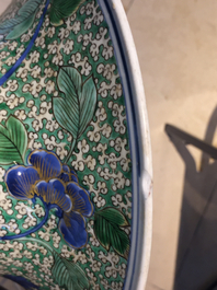A Chinese famille verte yenyen vase with floral design, Kangxi