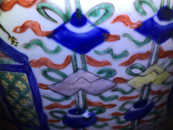 A Chinese Transitional wucai vase with buddhist emblems, Transitional period, Chongzhen/Shunzhi