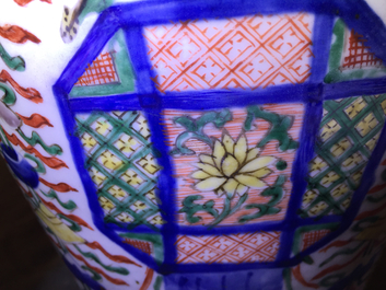 A Chinese Transitional wucai vase with buddhist emblems, Transitional period, Chongzhen/Shunzhi