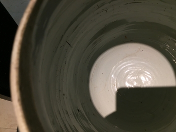 A Chinese blue and white ovoid jar and cover with floral sprigs, Transitional period, Chongzhen
