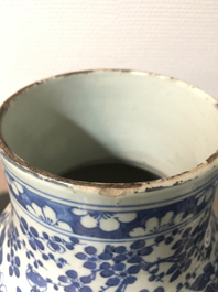 Een paar Chinese blauw-witte dekselvazen, 19e eeuw