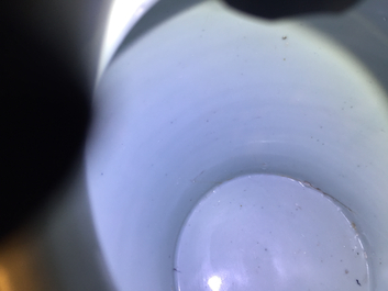 A Chinese blue and white peony scroll vase and cover, Ming, Wanli