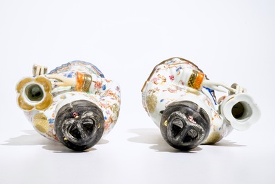 Two large Chinese famille rose candle holders modelled as court ladies, Qianlong