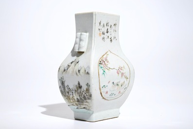 Een Chinese qianjiang cai fanghu vaas, 19/20e eeuw