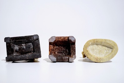 Three Chinese carved soapstone figures, Cultural Revolution, 3rd quarter 20th C.