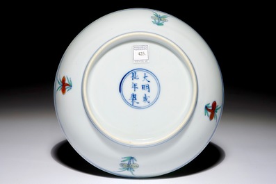 A Chinese doucai "Deer" dish, Chenghua mark, Yongzheng