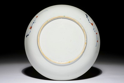A Chinese doucai plate with floral design, Kangxi