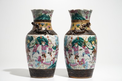 A pair of Chinese Nanking crackle glaze vases, 19th C.