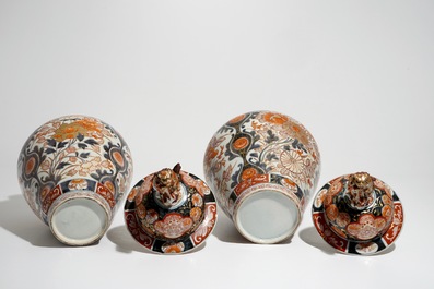 A four-piece Japanese Imari garniture with floral design, 18th C.