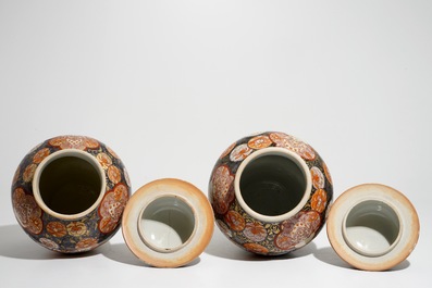 A four-piece Japanese Imari garniture with floral design, 18th C.